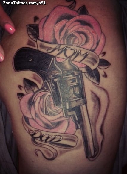 guns and roses thigh tattoo