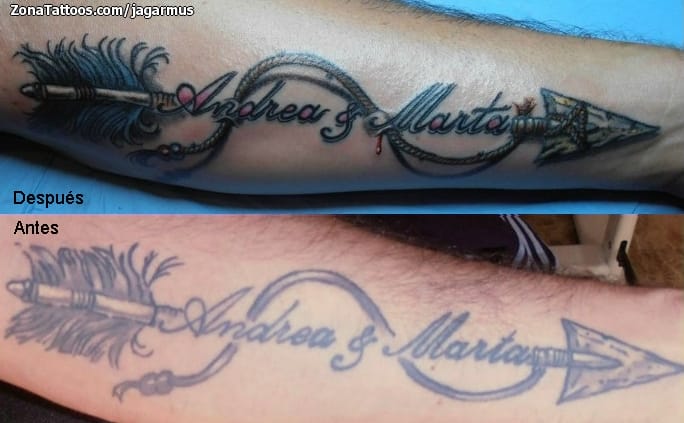 Foto de tatuaje Cover Up, Flechas, Cuerdas