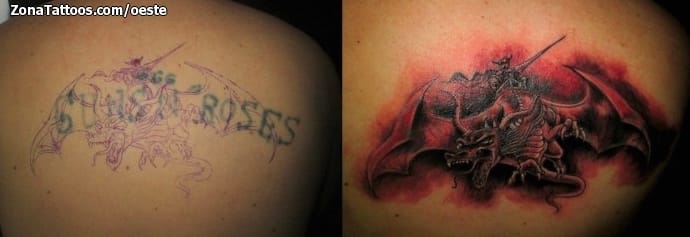 Foto de tatuaje Cover Up, Dragones, Fantasía