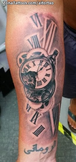 Tattoo of Clocks, Cogs, Roman numerals