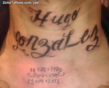 Foto de tatuaje Nombres, Letras, Cuello