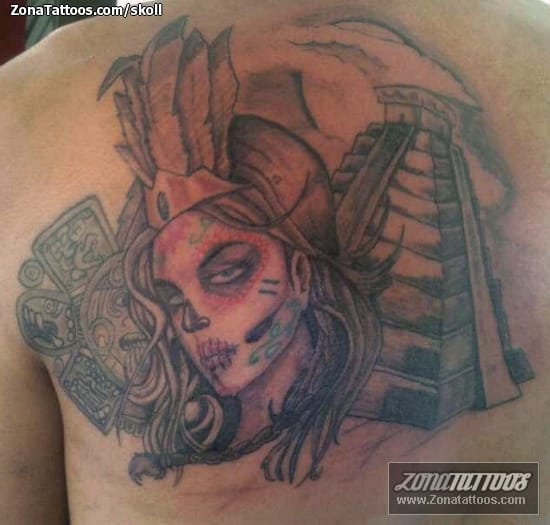 Tattoo photo Catrina, Back, Aztec