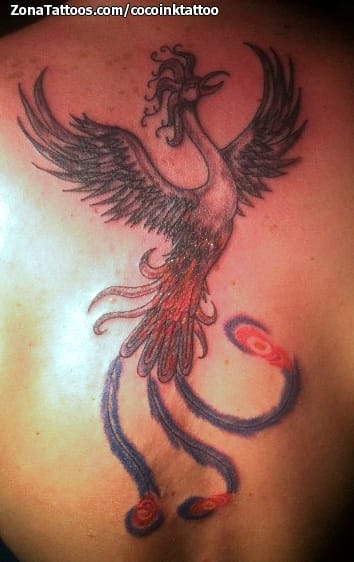 Tattoo photo Back, Phoenix, Fantasy