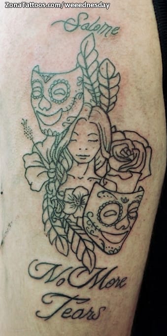 Foto de tatuaje Máscaras, Rostros, Plantas