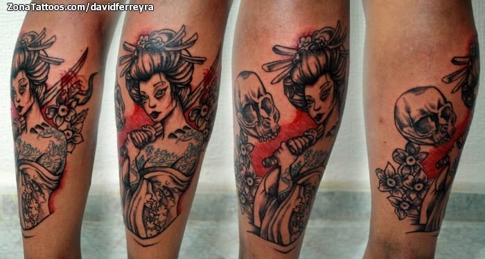 Tattoo photo Geisha, Skulls, Asian