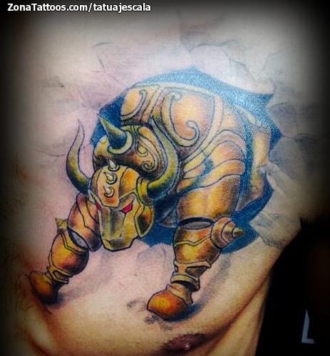 Foto de tatuaje Toros, Armaduras, Pecho