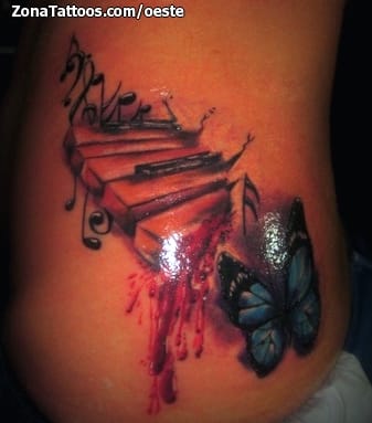 Tattoo photo Musical notes, Pianos, Blood