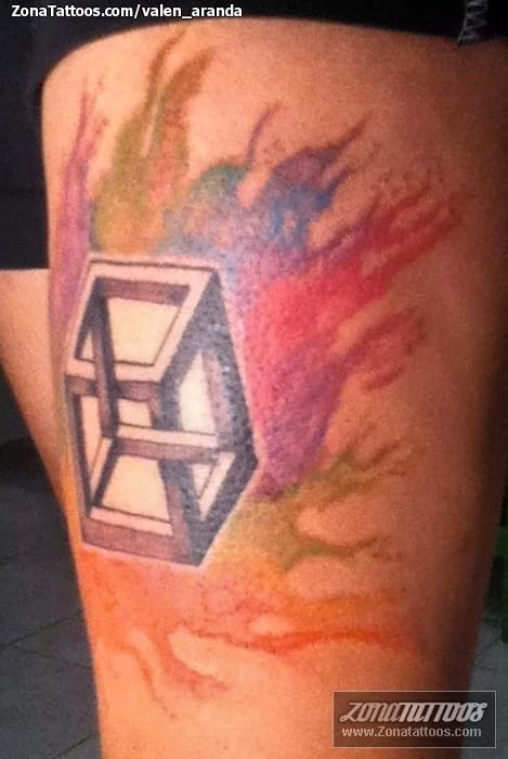 Tattoo photo Cubes, Geometrics, Watercolor