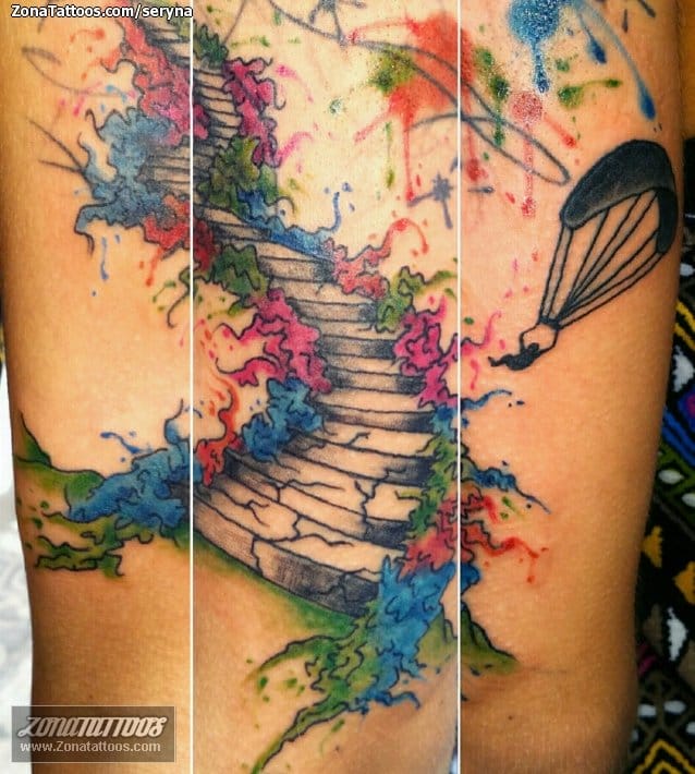 Foto de tatuaje Escaleras, Fantasía, Acuarela