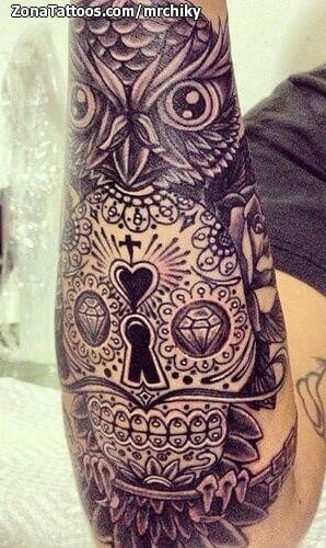 Tattoo photo Sugar Skull, Owls