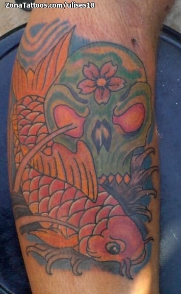 Tattoo photo Koi, Fish, Skulls