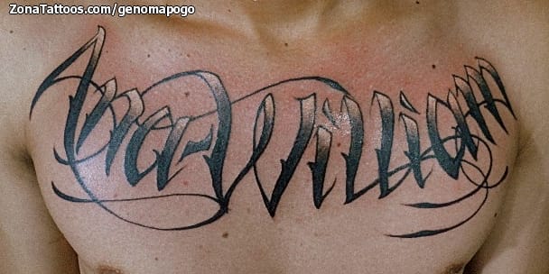 Foto de tatuaje Letras, Nombres, Pecho