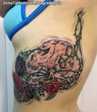 Foto de tatuaje Calaveras, Rosas, Flores