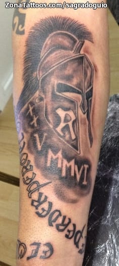 Tattoo photo Helmets, Roman numerals