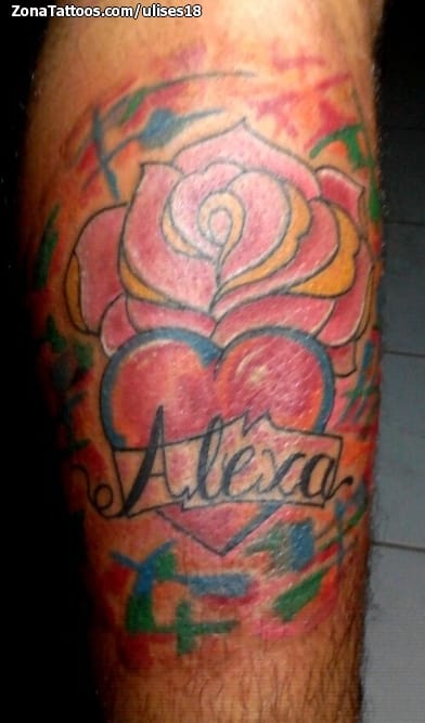 Foto de tatuaje Corazones, Flores, Rosas