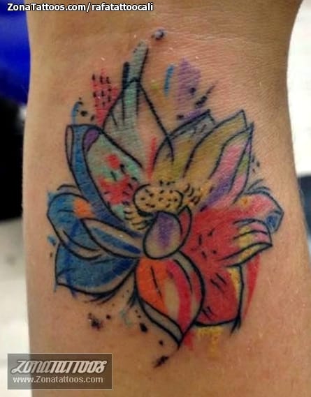 Foto de tatuaje Lotos, Flores, Acuarela