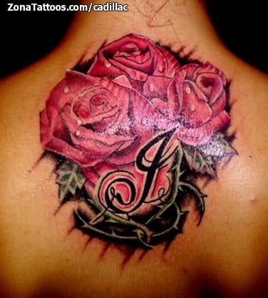 Foto de tatuaje Rosas, Iniciales, Flores