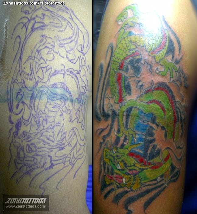 Tattoo photo Dragons, Asian, Cover Up