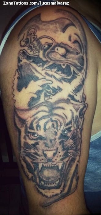 Foto de tatuaje Dragones, Tigres, Animales