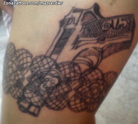 Tattoo of Guns, Weapons, Garterbelts