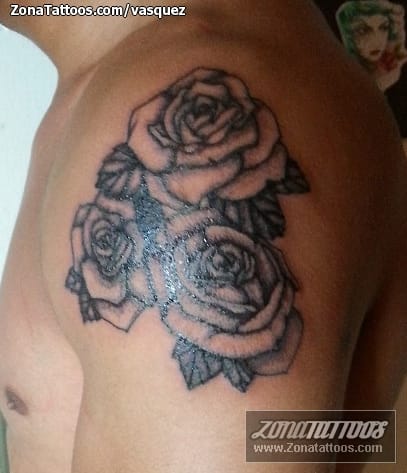 Tattoo photo Roses, Flowers, Shoulder