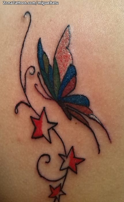 Foto de tatuaje Mariposas, Insectos, Estrellas