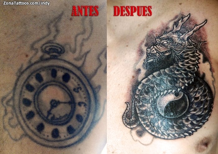 Foto de tatuaje Cover Up, Dragones, Fantasía