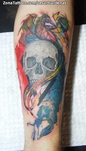 Foto de tatuaje Calaveras, Ave Fénix, Fantasía