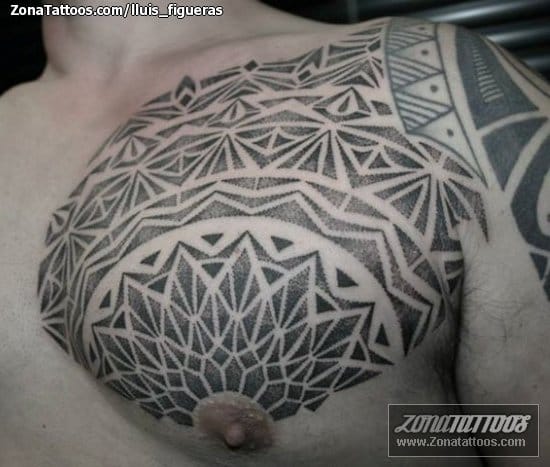 Tattoo of Geometrics, Pointillism, Chest