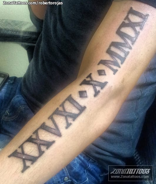 Tattoo photo Roman numerals, Arm