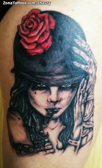 Foto de tatuaje Retratos, Rostros, Rosas