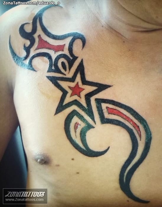 Tattoo photo Tribal, Stars, Chest