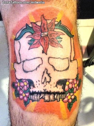 Foto de tatuaje Flores, Calaveras