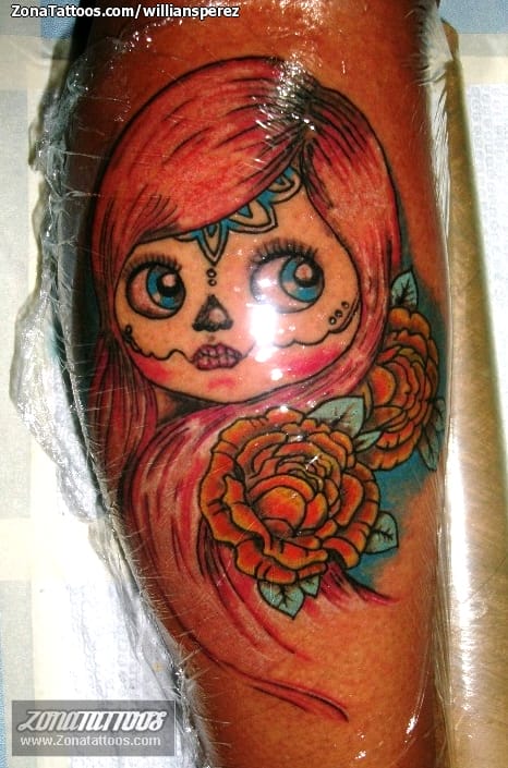 Foto de tatuaje Catrinas, Rosas, Flores