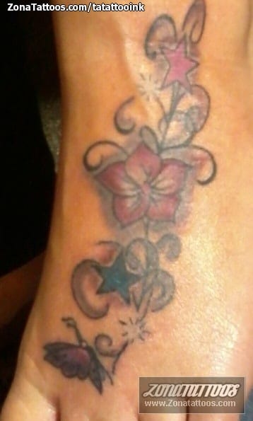 Tattoo photo Flowers, Instep, Foot