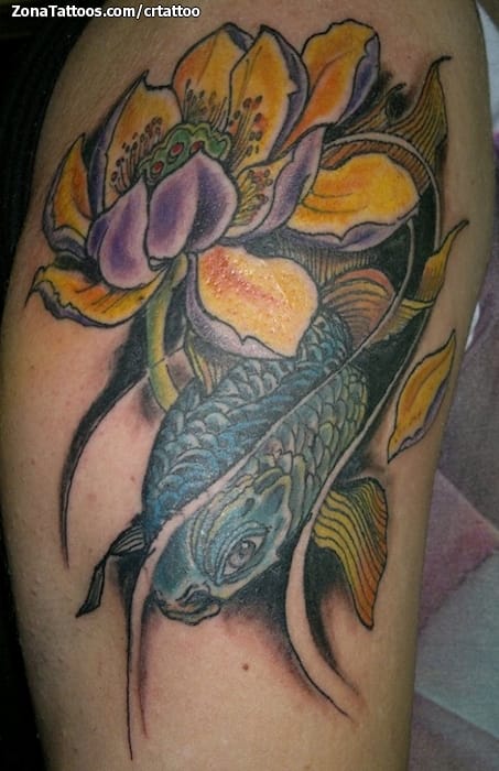 Foto de tatuaje Lotos, Flores, Koi