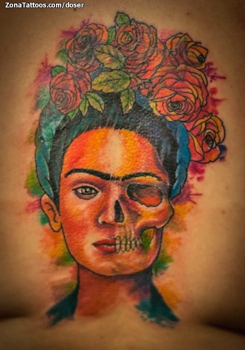 Foto de tatuaje Frida Kahlo, Rostros, Calaveras