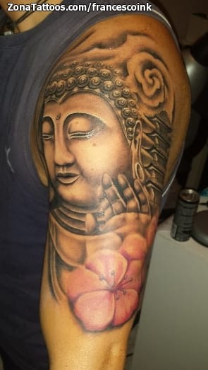 Tattoo photo Buddha, Flowers, Religious