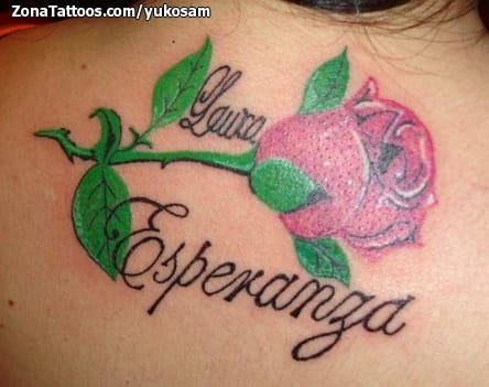 Foto de tatuaje Rosas, Flores, Letras