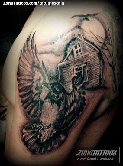 Tattoo photo Birds, Buildings, Animals