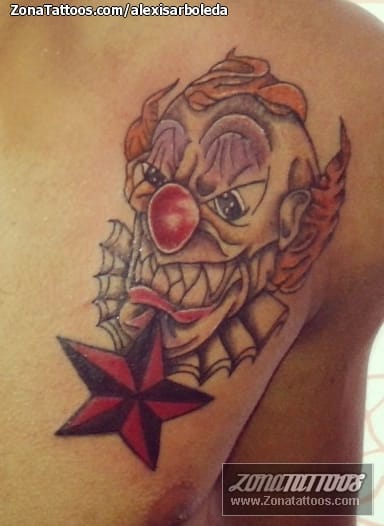 Tattoo photo Clowns, Stars, Chest