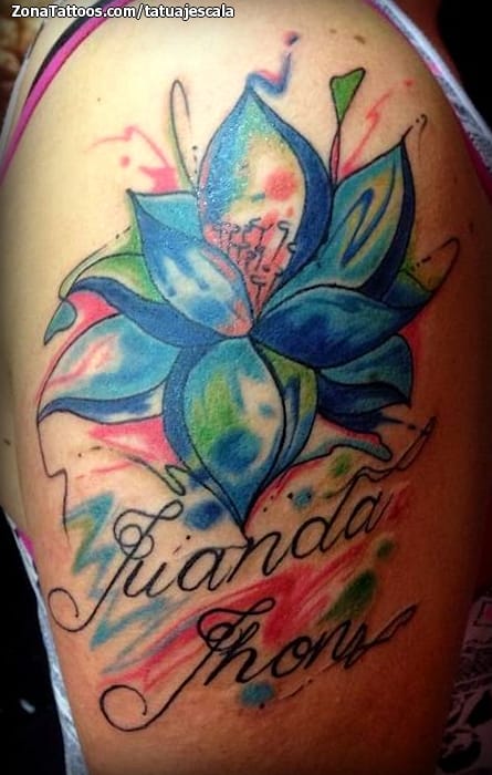 Foto de tatuaje Lotos, Acuarela, Flores