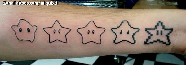 Foto de tatuaje Estrellas, Videojuegos, Super Mario