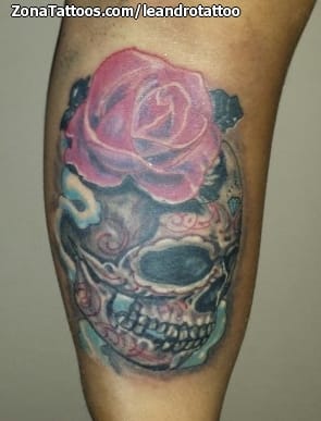 Foto de tatuaje Sugar Skull, Calaveras, Rosas