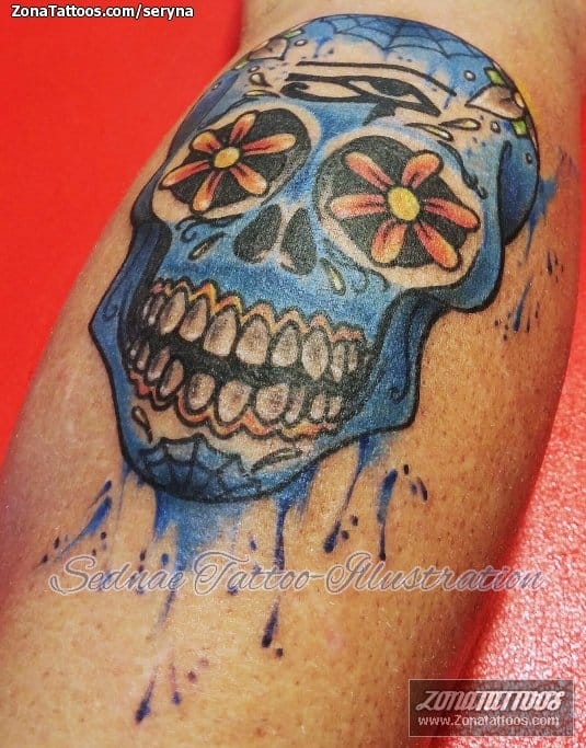 Foto de tatuaje Sugar Skull, Acuarela