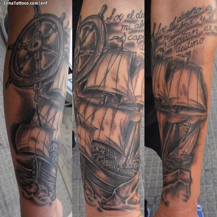 Tattoo photo Boats, Steering wheels, Forearm