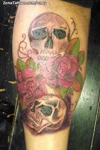 Foto de tatuaje Calaveras, Rosas, Flores