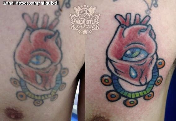 Foto de tatuaje Corazones, Ojos, Pecho