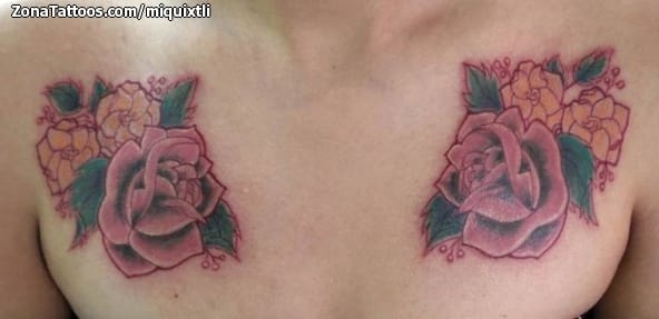 Foto de tatuaje Flores, Rosas, Pecho