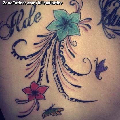 Tattoo of Flowers, Maori Tattoo of Flowers, Maori